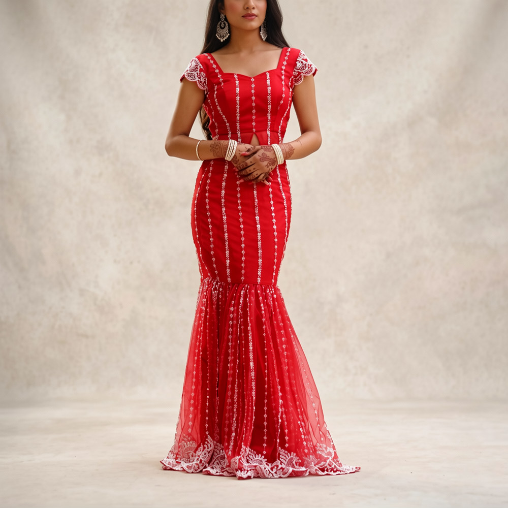 Red fishtail gown